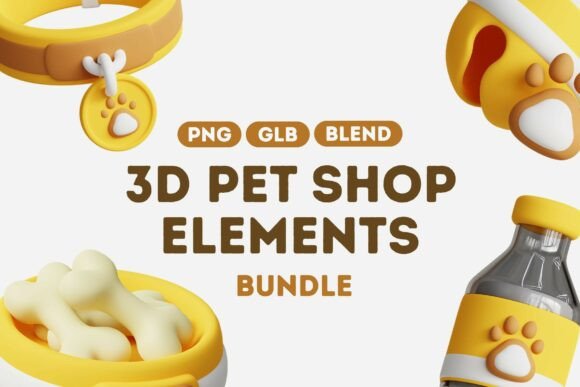 Adorable 3D Pet Shop Elements Bundle