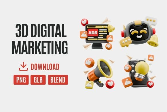 Boost Your Marketing with 3D Digital Icon Pack 01