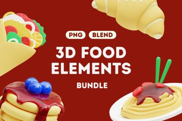 Delightful Cartoon 3D Food Set for Creative Projects