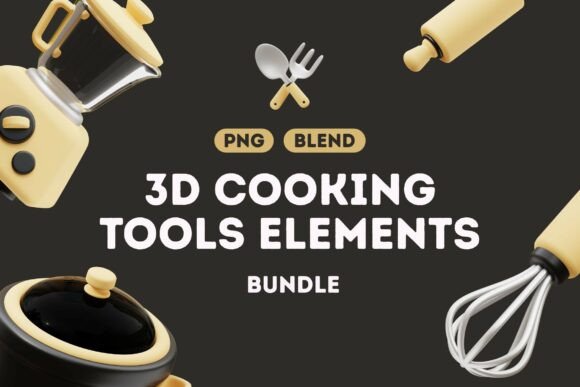 Enhance Your Kitchen Projects with the Vibrant Kitchen Tools 3D Elements
