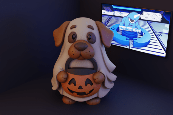 Little Ghost Dog with Halloween Bucket: A Strategic Addition to Your 3D Collection